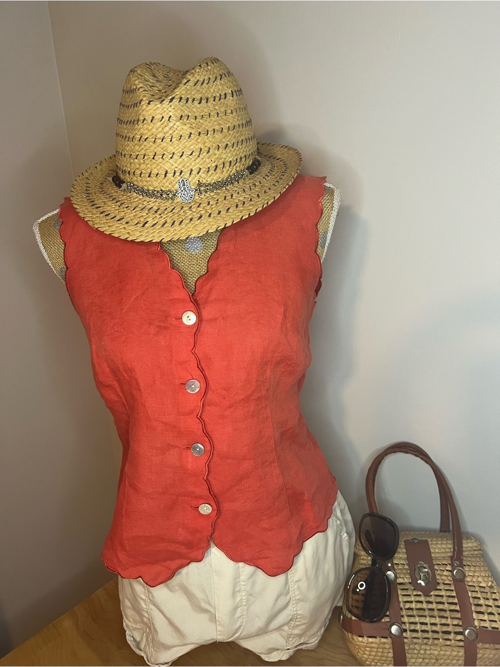 Talbots Linen Button-front Sleeveless Top/Vest